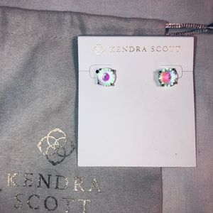 Jolie Gold Stud Earrings In Dichroic Glass